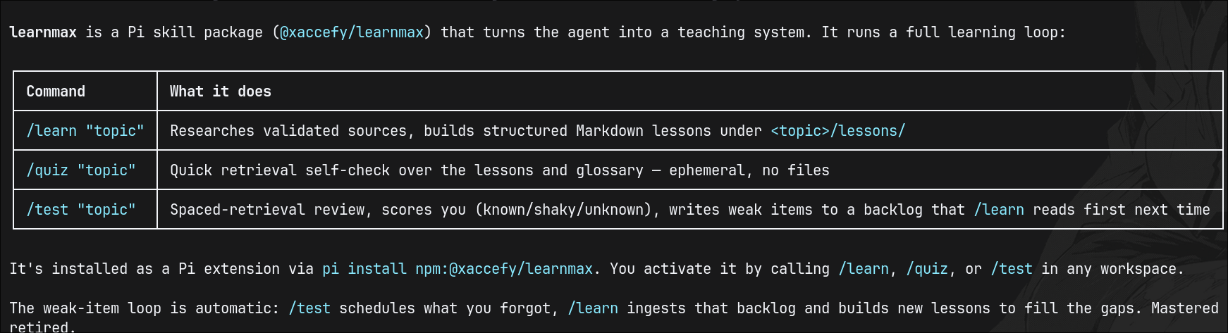 learnmax CLI preview